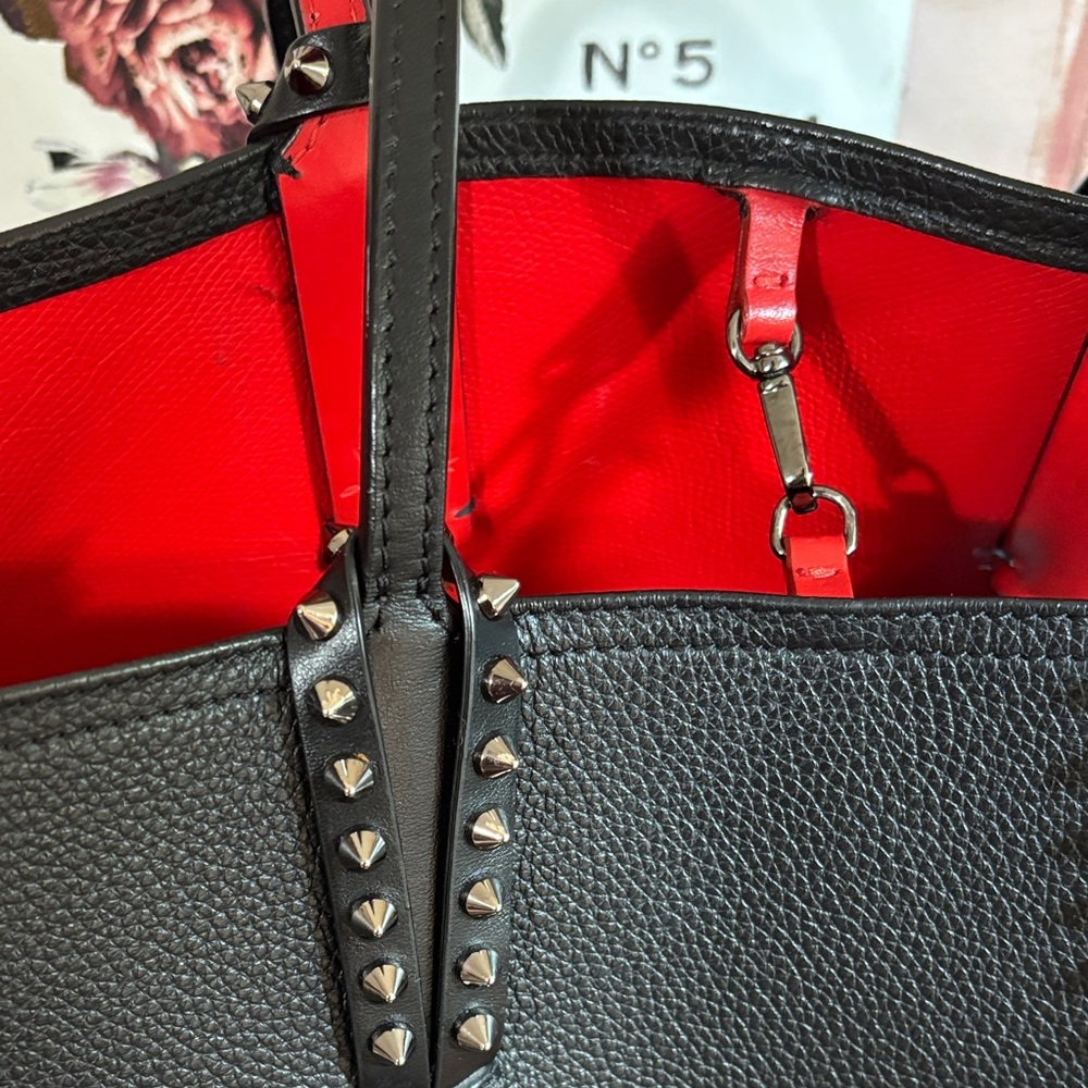 Christian Louboutin Black Leather Tote (Cabata) with Calf leather and Spikes ✨ - Picture 9 of 16